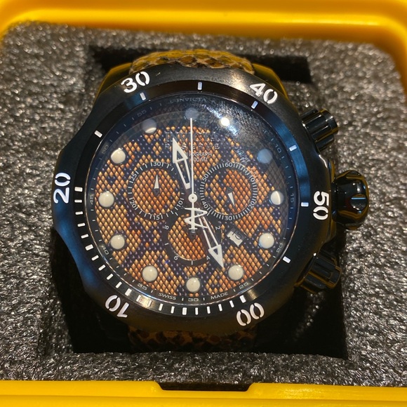 Invicta Reserve Venom model 17151 Swiss Quartz watch with genuine leather band.